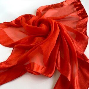 Vintage Judy's Made in Italy 100% Silk Square Red Scarf 30"